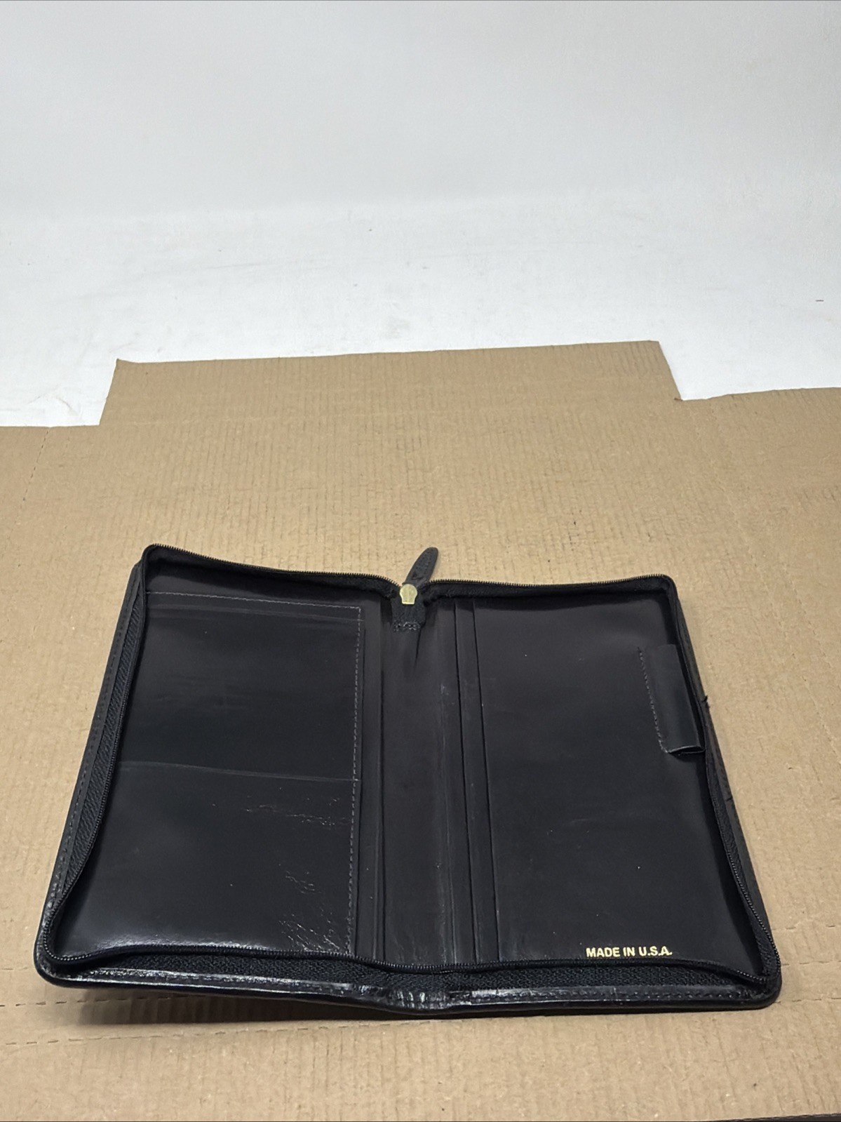 Vintage Wallet Organizer Leather Black Made In USA