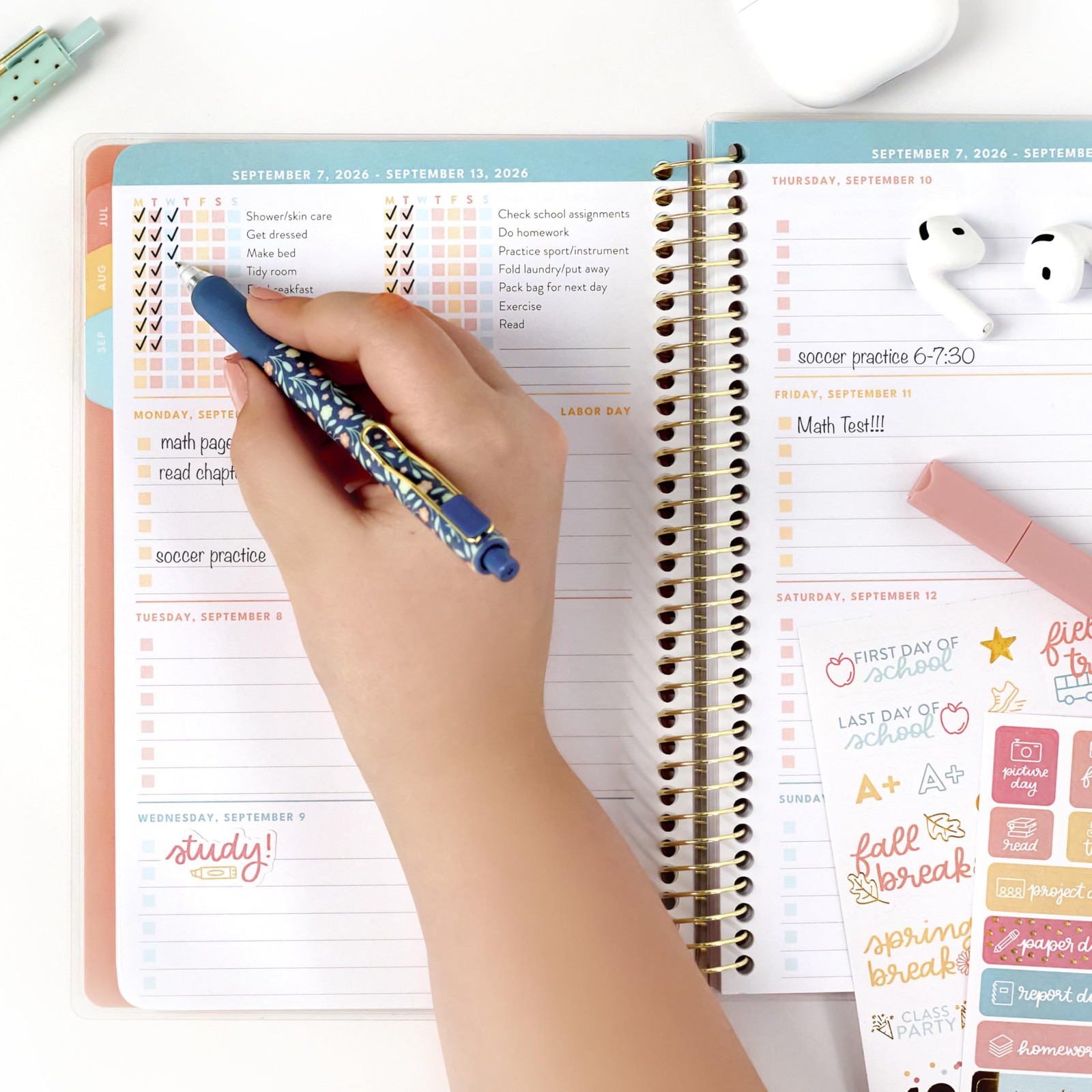 Passionate Penny 6.5 x 8.5 inches, 2026-2027 Student Planner – Pink Blocks