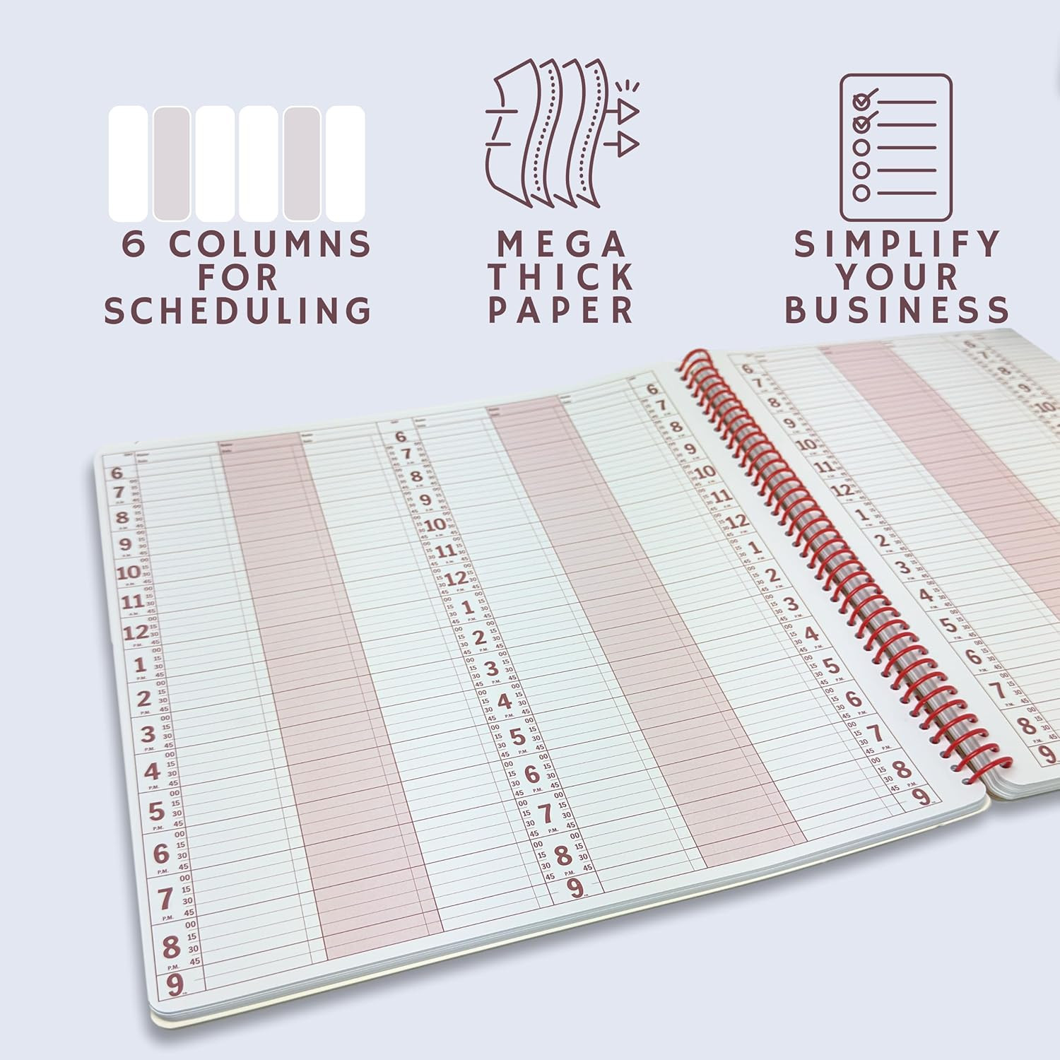 Notebook Planner, 6 Column Appointment Book – Large 12.75″ X 13.5″ Undated 2024