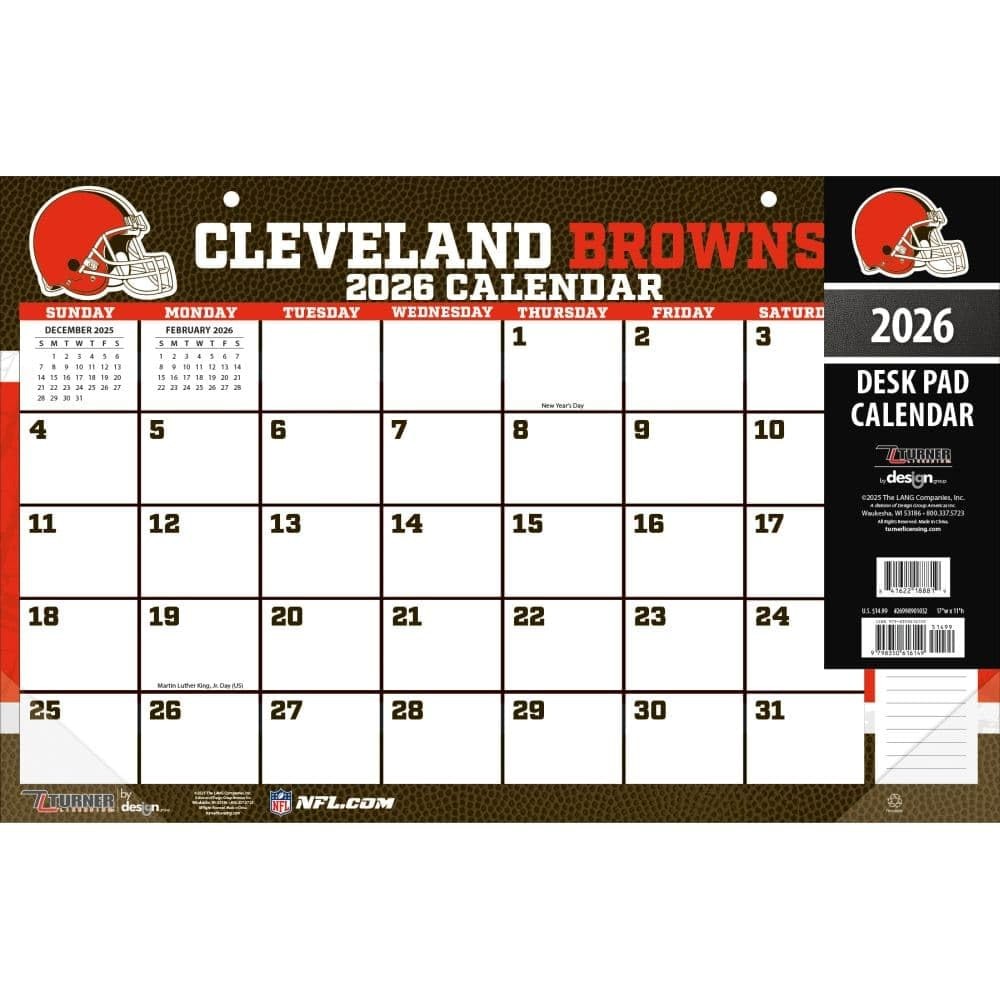 TURNER SPORTS Cleveland Browns 2026 17×11 Desk Calendar Large, 2026