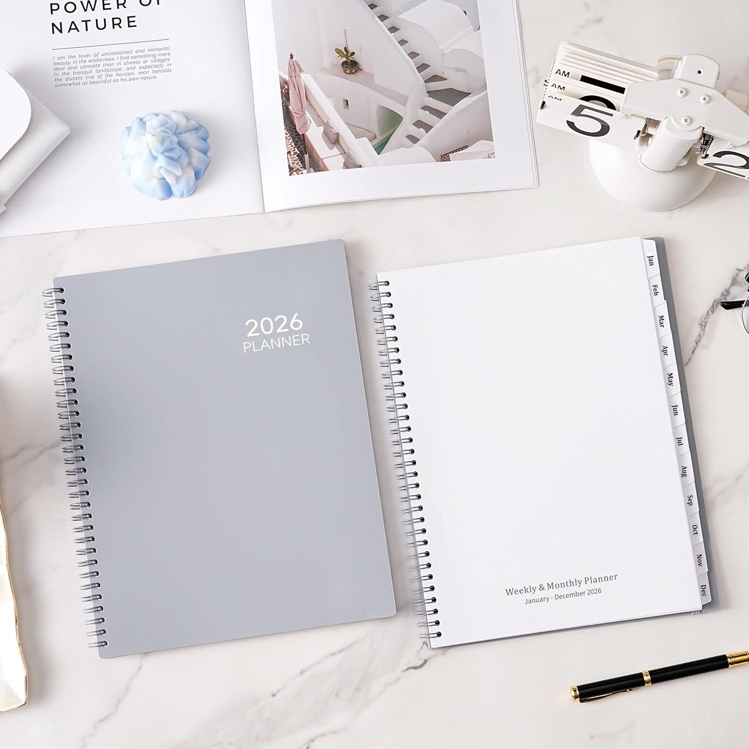 Sophisticated 2026 Planner: 9″ x 11″ Ink-Proof Weekly & Monthly Pages with Tabs
