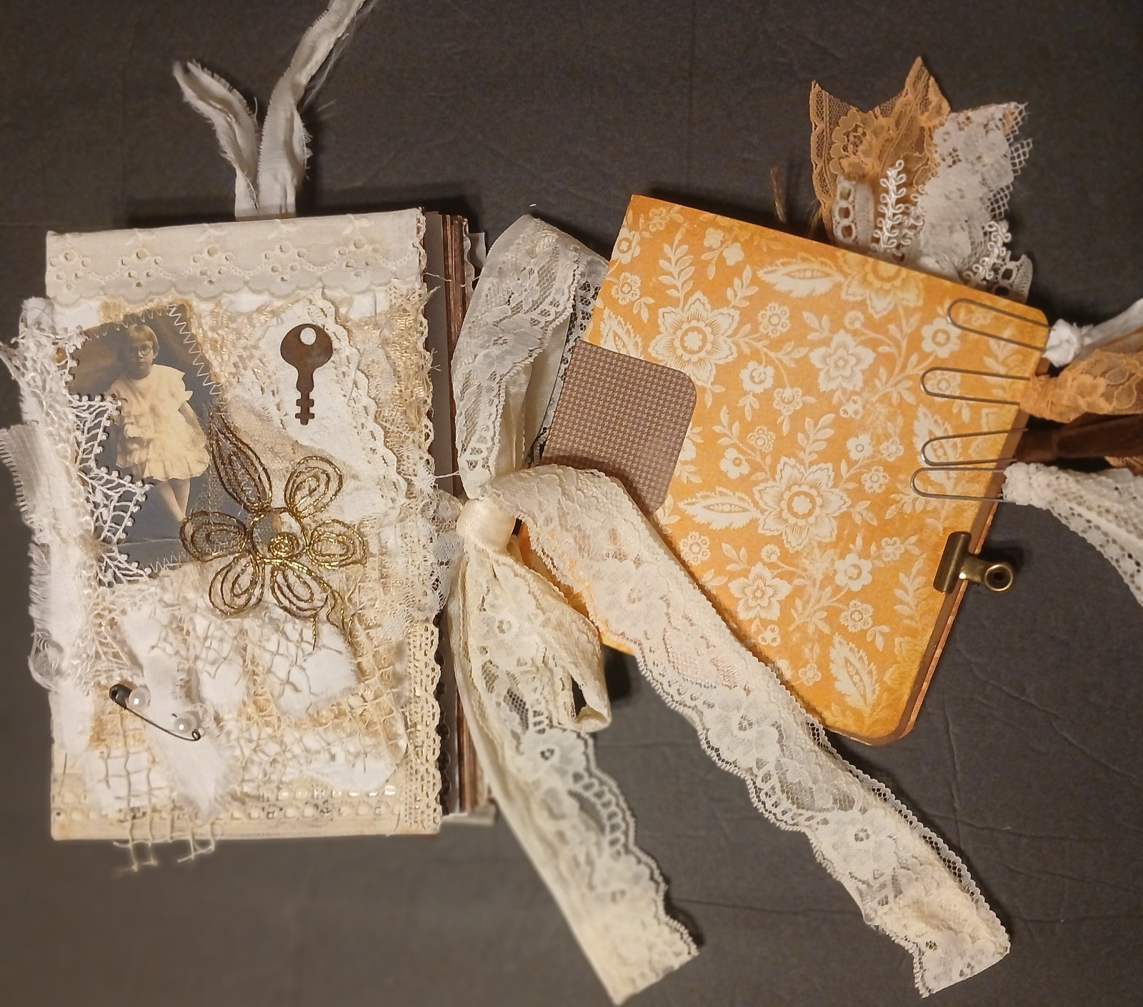 Lace Junk Journal Large Set Handmade Folio Ephemera Romantic Shabby JB