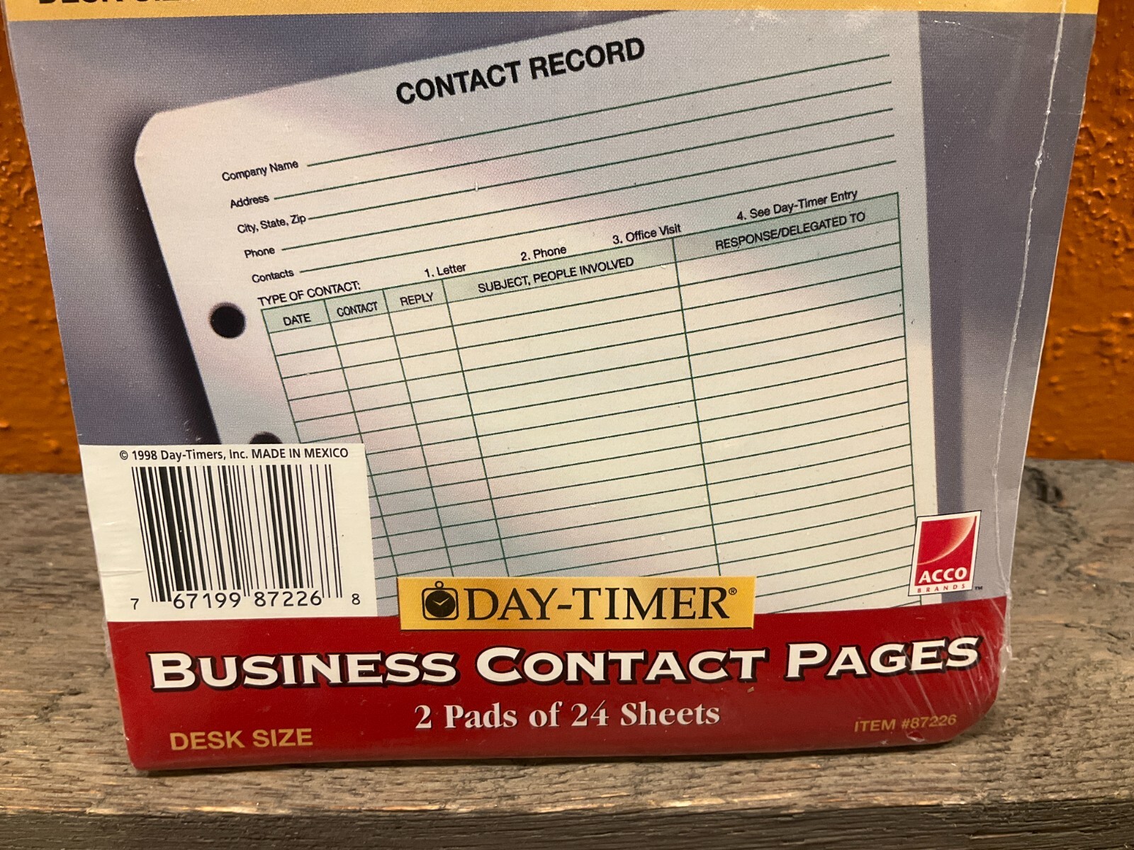 1994 DAY-TIMER 5.5″ x 8.5″ Contact Pages Refill Sheets 87226 7 Rings 2 Pads