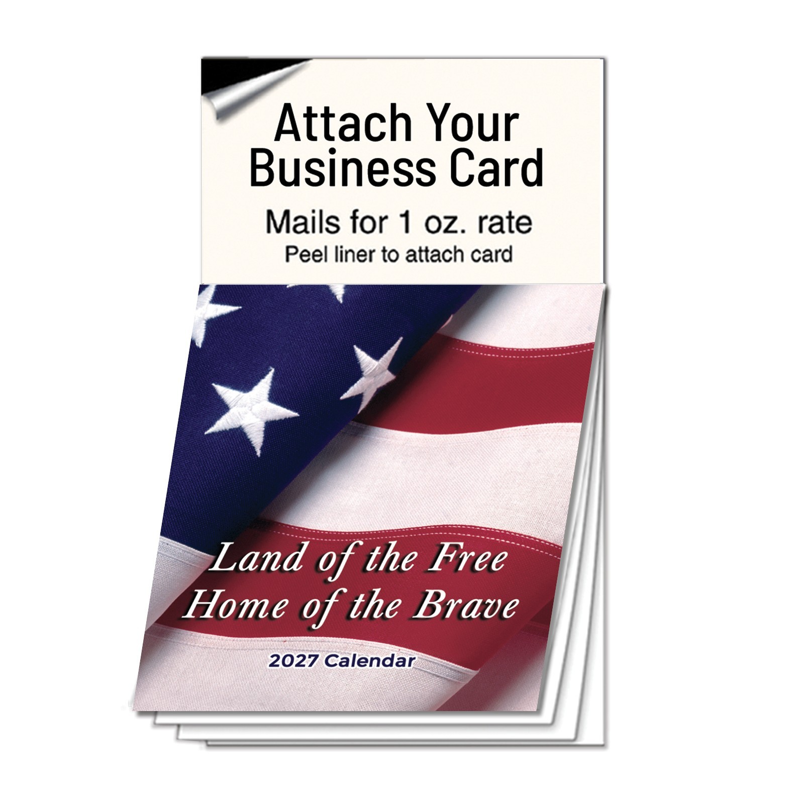2027 Patriotic Magnetic Calendar Business Card Peel Stick American Flag MPC701
