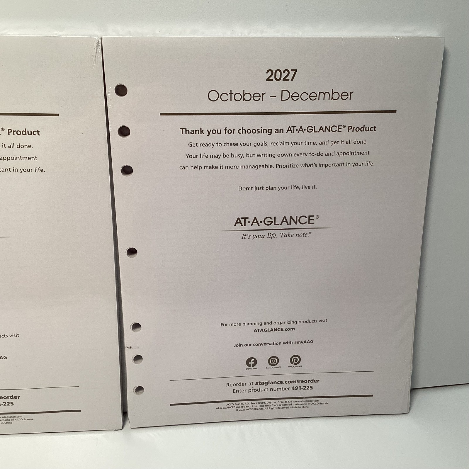 AT-A-GLANCE 491-225 Desk Planner Refill Pages Full Year 2027 8.5″ x 11″