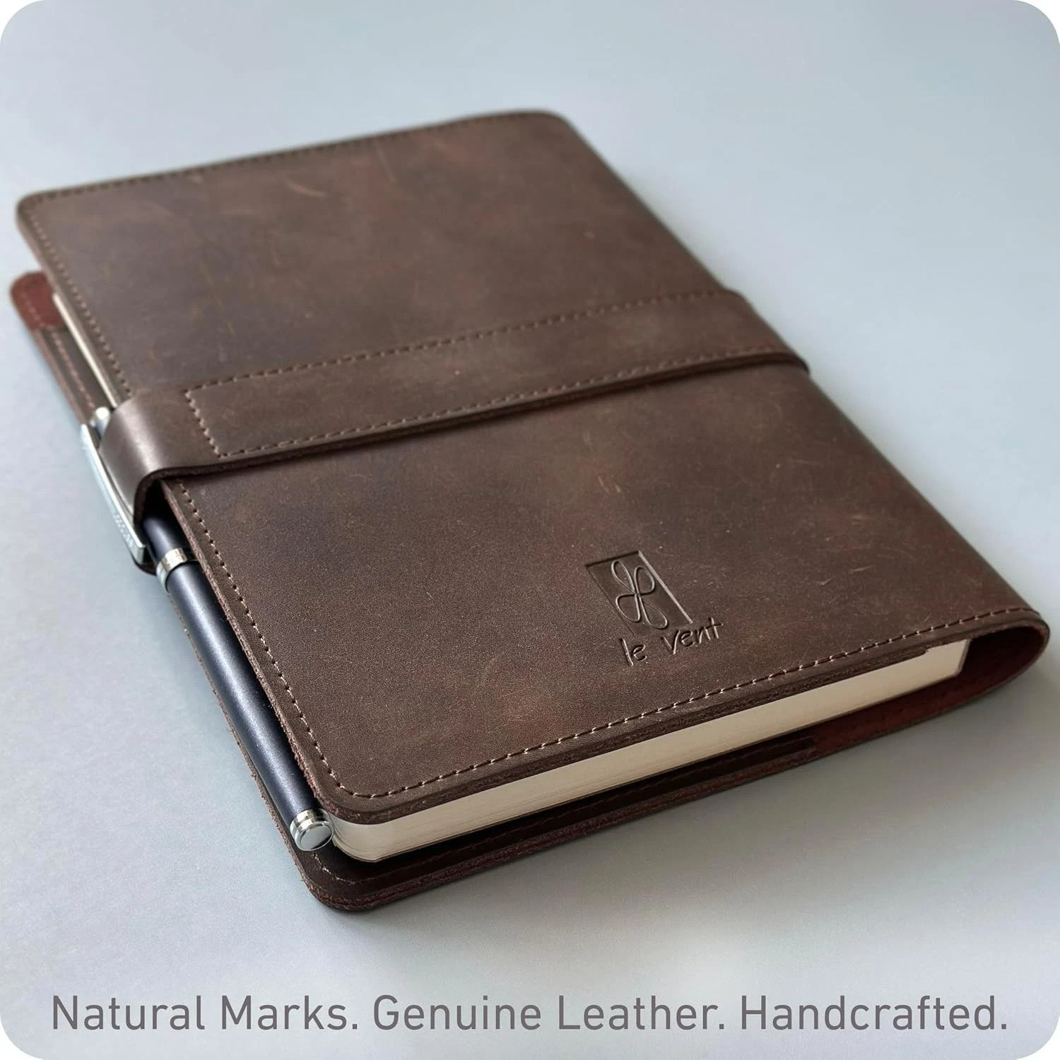 Lay-Flat Refillable Leather Notebook 5×8 – Perfect for Notes & Sketches