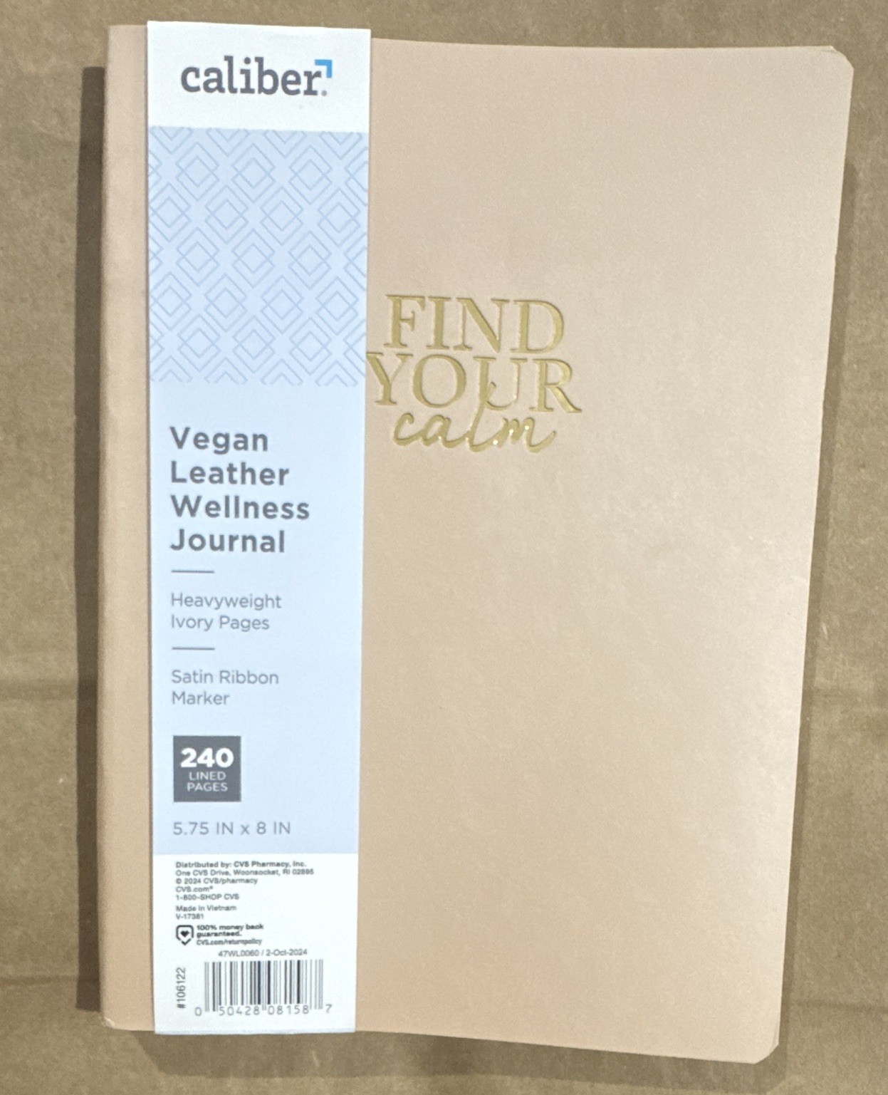 Caliber Vegan Leather Wellness Journal 5.75 X 8 In. 240 Pages