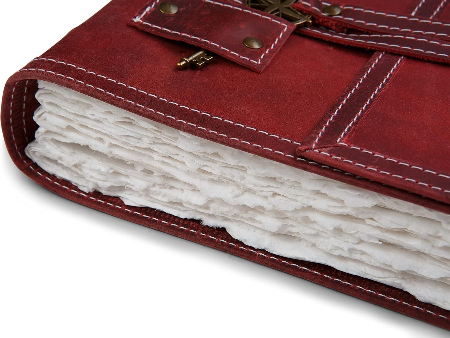 Red Leather Watercolor Journal – 8×10 – Genuine Leather Art Journal with Hand…
