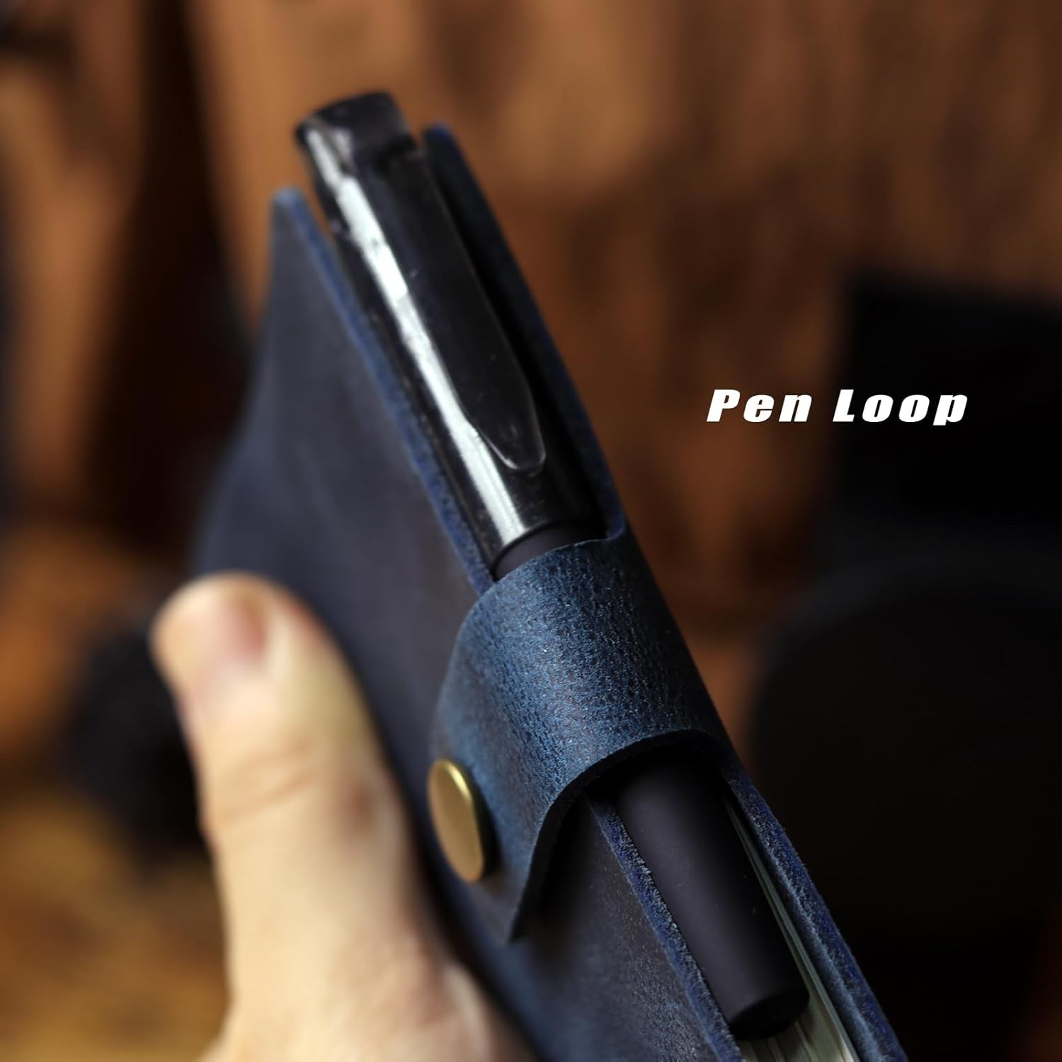 Pocket Notebook with Pen,Genuine Leather Journal Mini Notebook Small Unlined