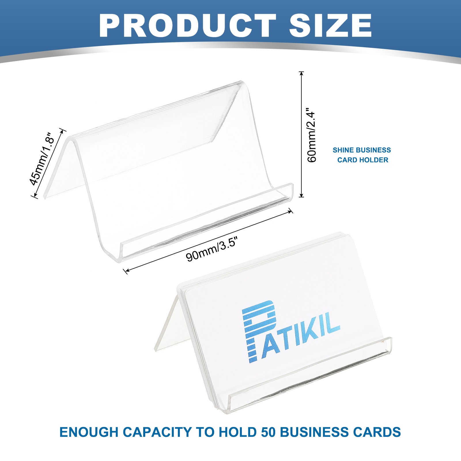 Business Card Holder for Desk, Acrylic Card Holders Shine, Clear