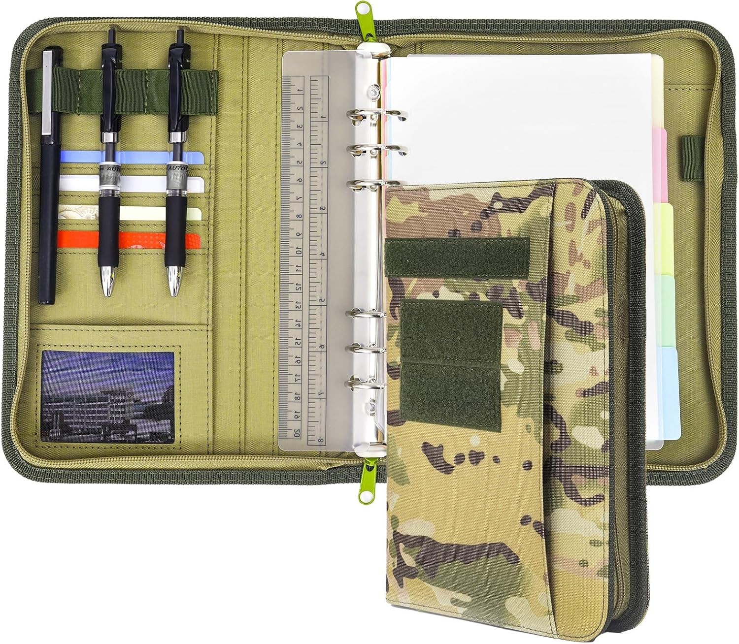 Army Military Padfolio Ring Binder with Zippered Portfolio Organizer and Tactica