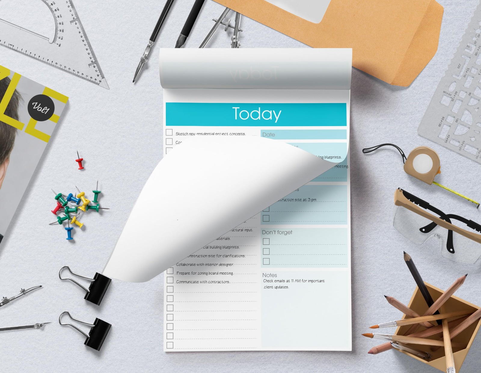 To Do List Notepad, 7″ x 10″ Today Note Pad, 52 Sheets, Daily Agenda Producti…