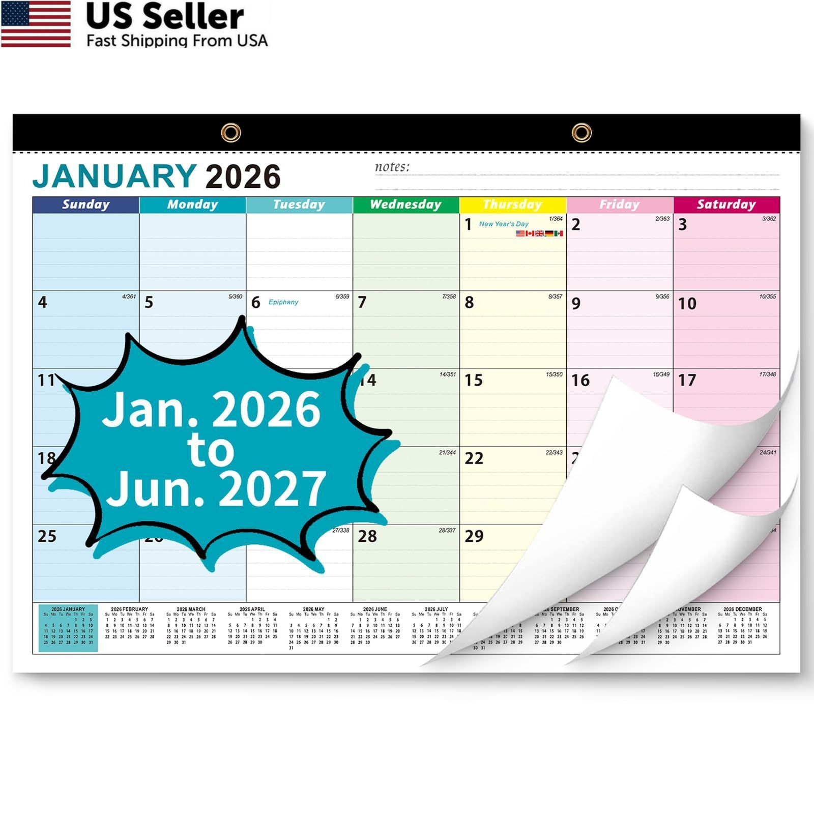 2026 Desk Calendar, AgePlace Wall 17″ X 12 “, OSF(January 2026 to June 2027)