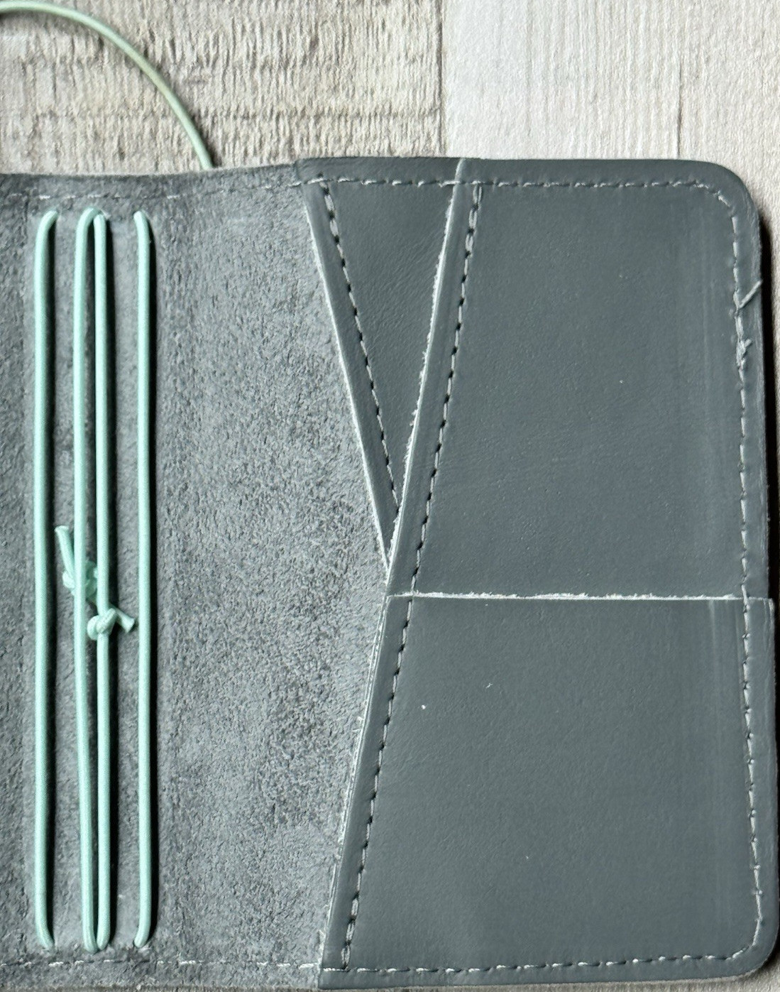 Foxy Fix Passport TN Grey Leather Traveler’s Notebook Holographic Accents