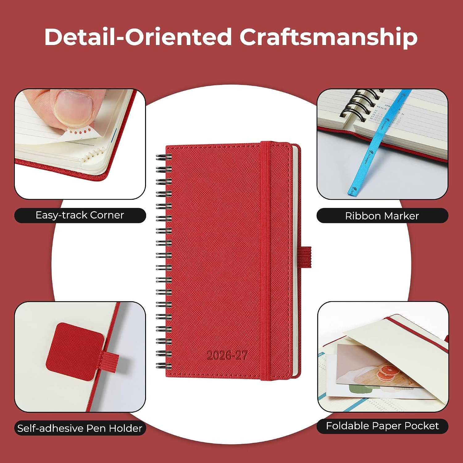 Planner 2026-2027 Daily Weekly and Monthly,6.5″X3.75″,18 Months Spiral Bound Cal