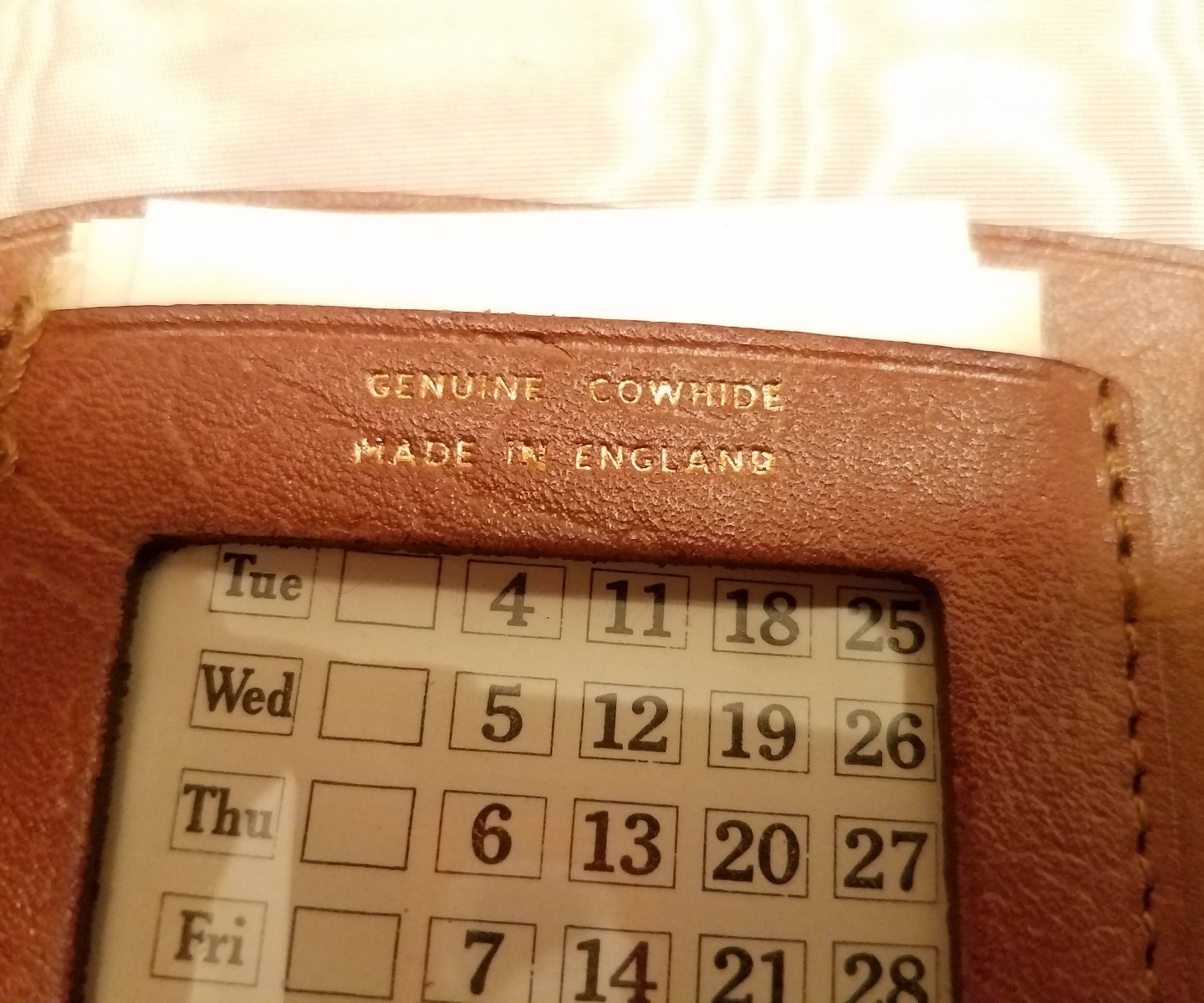 40’s 50s TAN COWHIDE LEATHER PLANNER AGENDA MADE IN ENGLAND CHECKBOOK ZIP AROUND