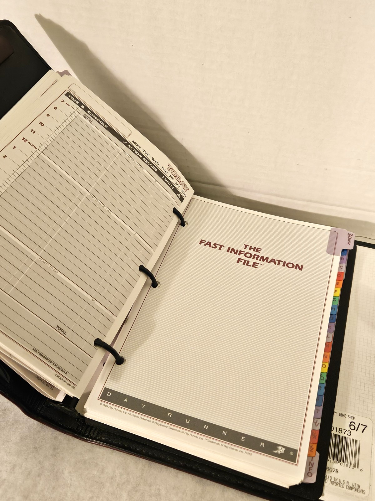 Vtg 1994 Leather Day Runner Classic Edition Planner 3-Ring Binder Burgundy
