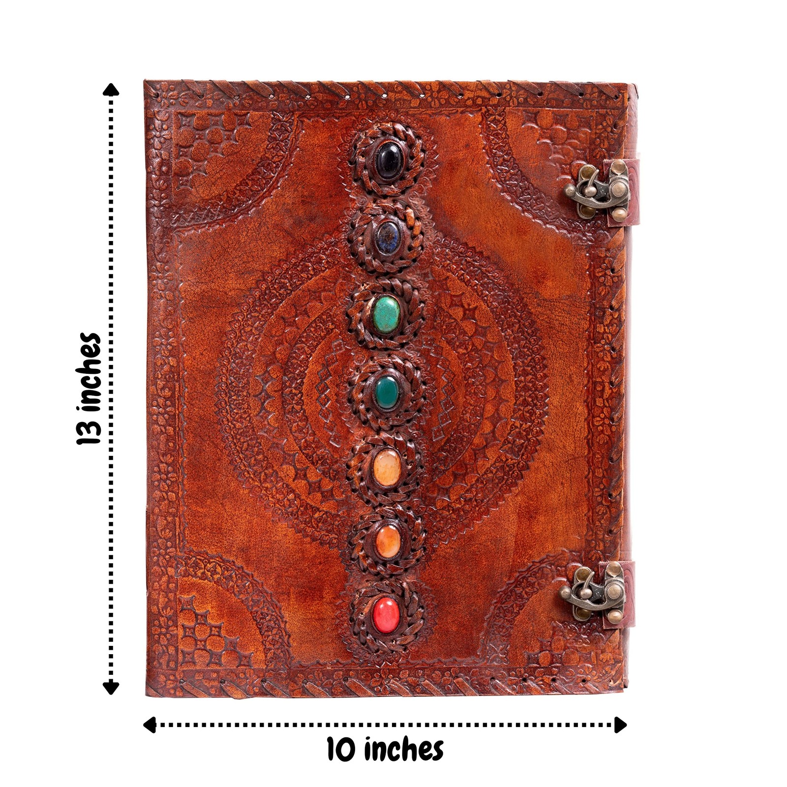 Leather Journal 13 x 10 in Unlined 200 Recycled Thick Pages – Handmade Chakra