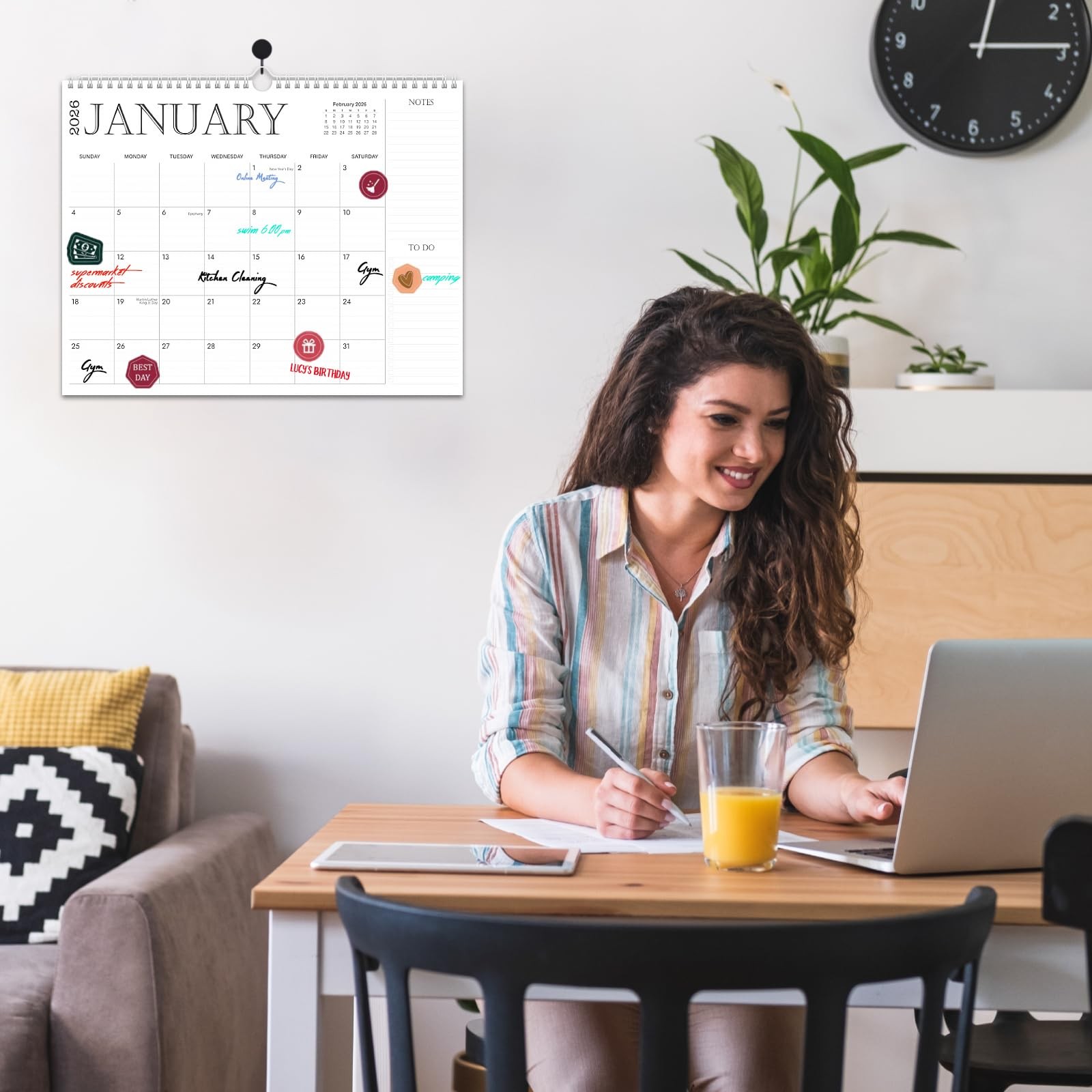2026 Wall Calendar, 18 Monthly Calendar Jan 2026 – Jun 2027(Simple)