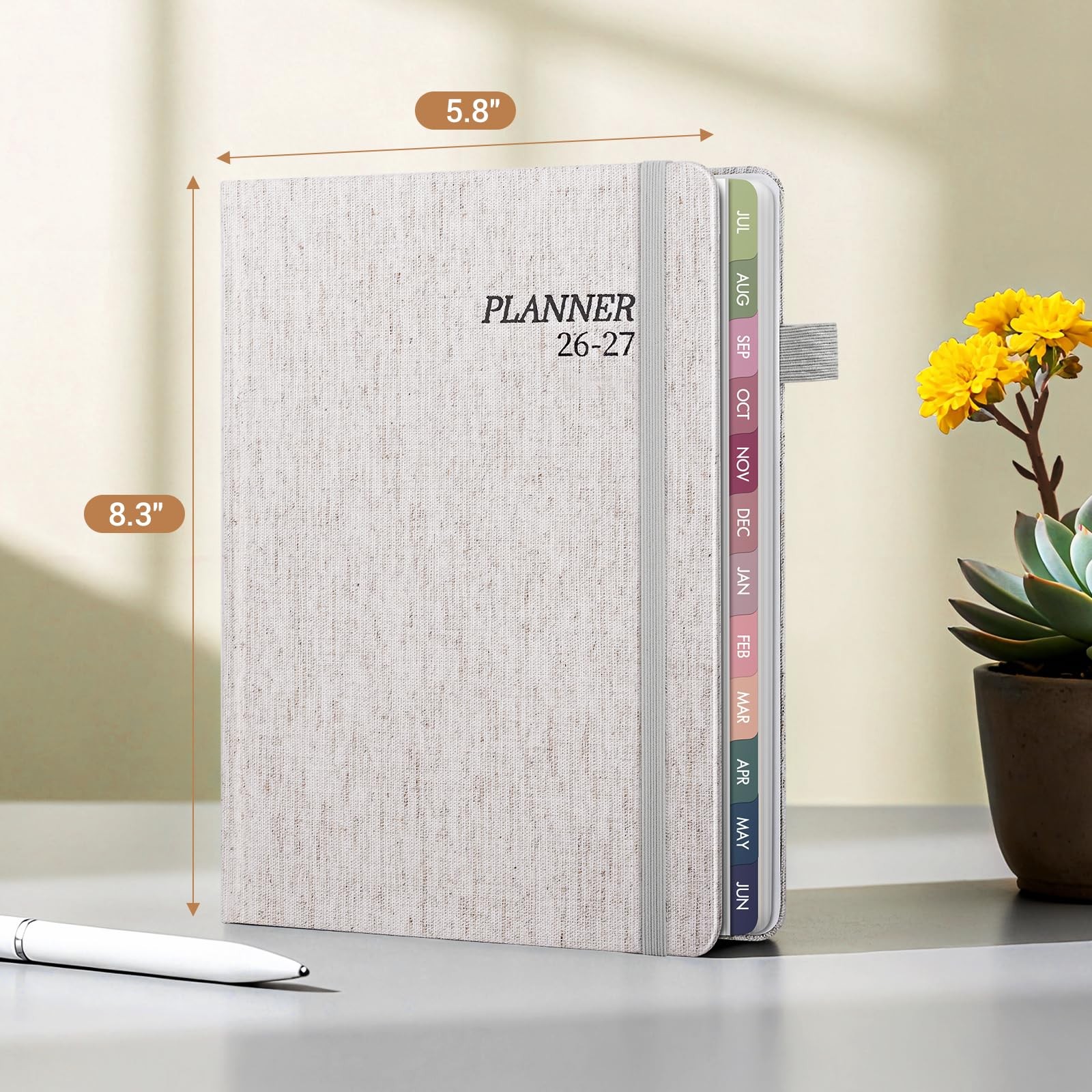 2026-2027 Planner, Academic Weekly and Monthly Calendar A5, Linen-Beige