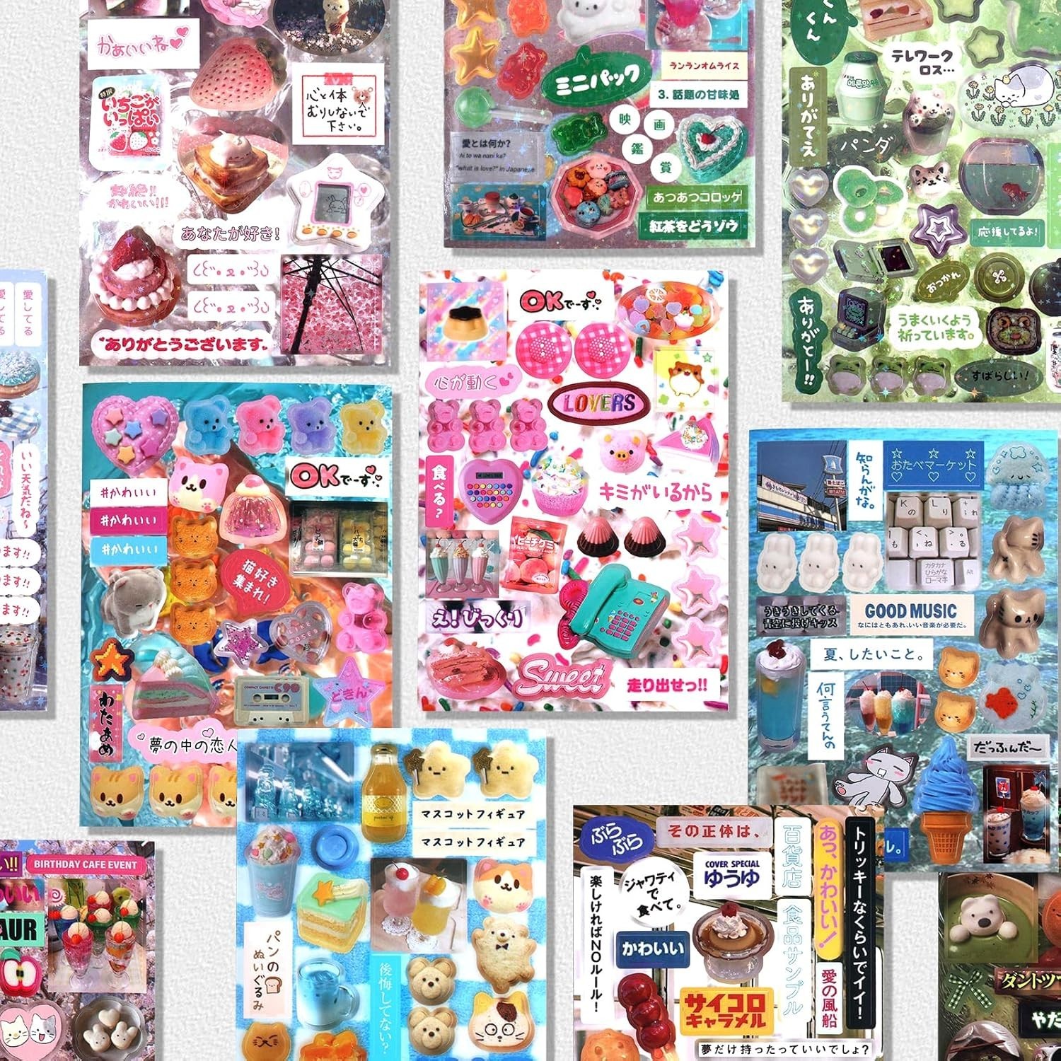 45 Sheets Japanese Sticker Book for Scrapbook 800+Pcs Heisei Retro Manga Styl…