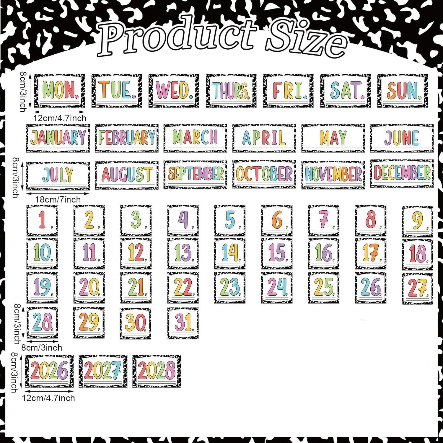 Rainbow Flip Calendar for Classroom with Holder Colorful Flip Calendar Set Cl…