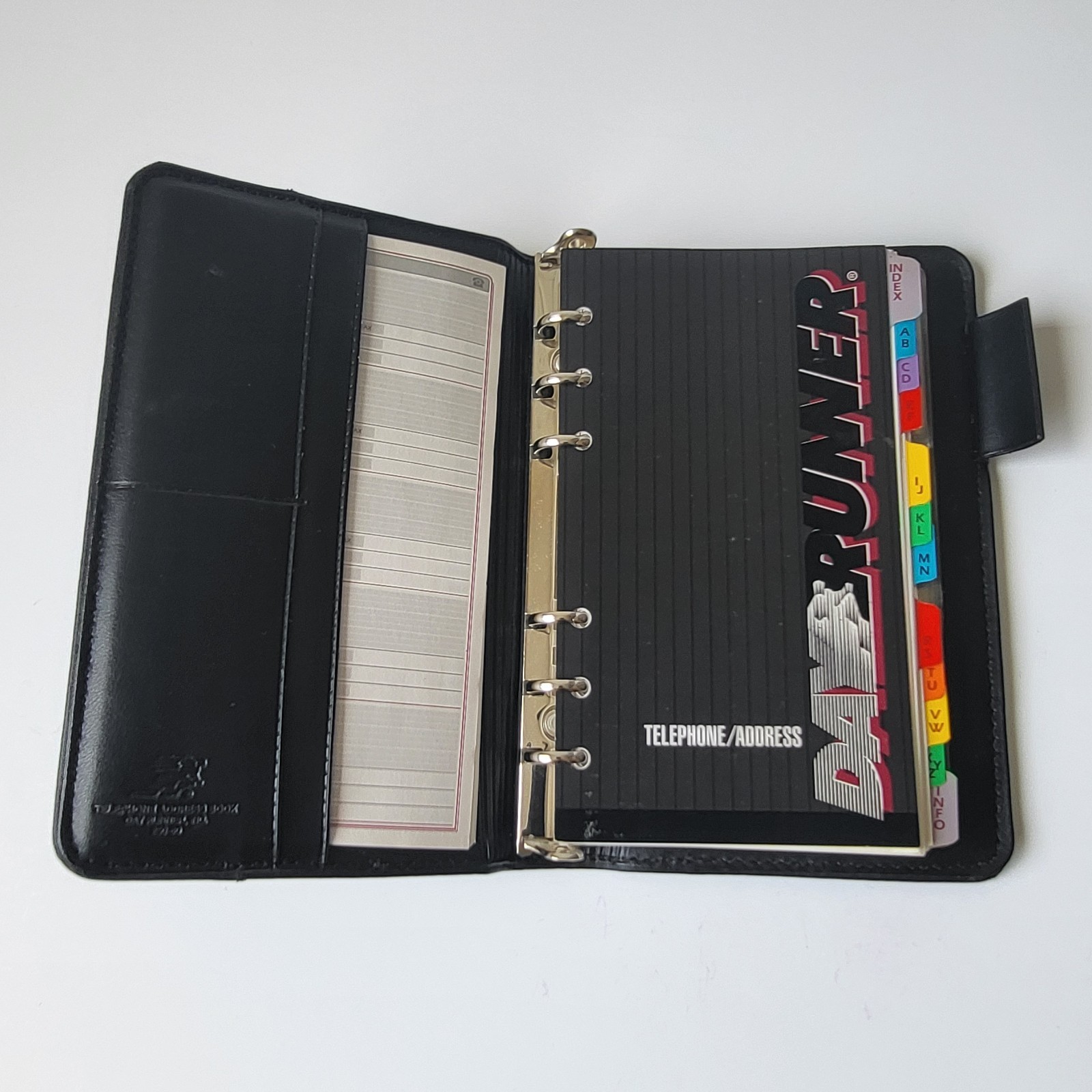1994 Day Runner Black Telephone Address Book Organizer Binder Planner Used