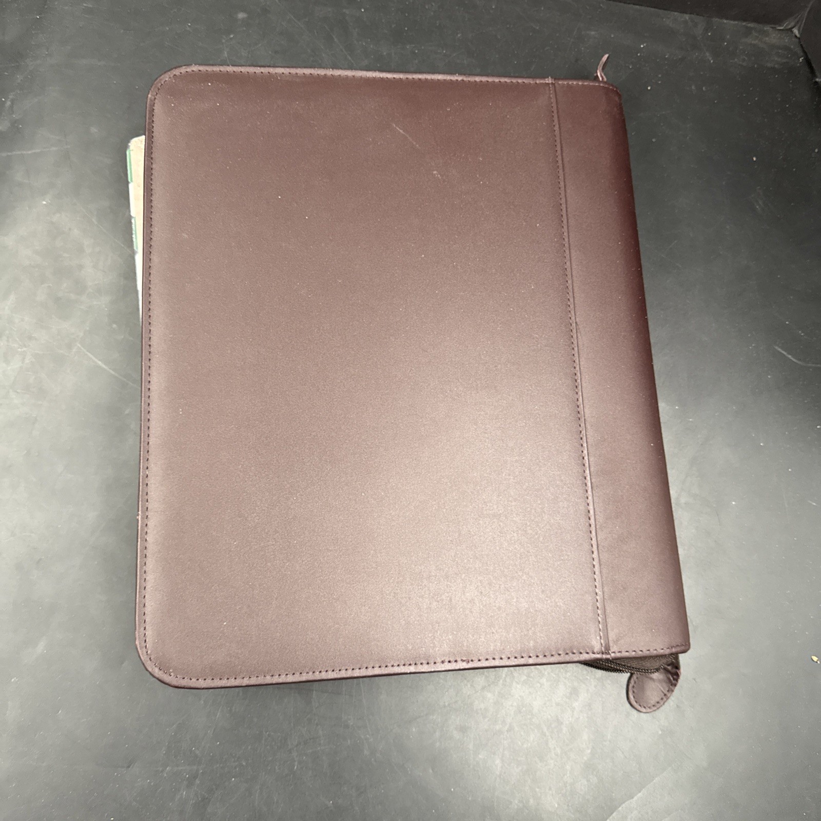 Day-Timer® Leather Planner Padfolio Open Style Organizer Burgundy Zipper Folio