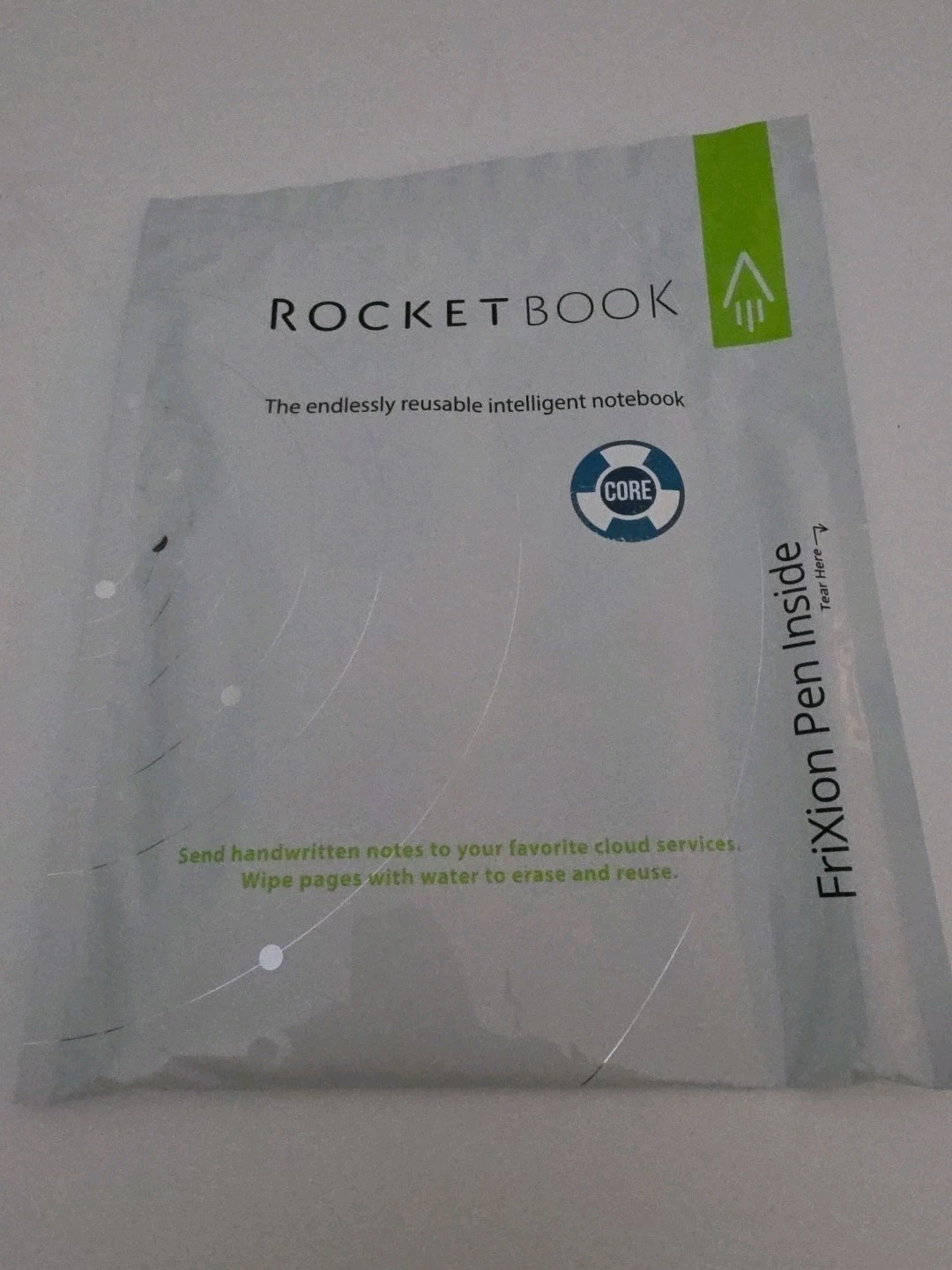 Rocketbook Core Letter Reusable Notebook 8.5″x11″ Black 32 Pg New Sealed + Pen