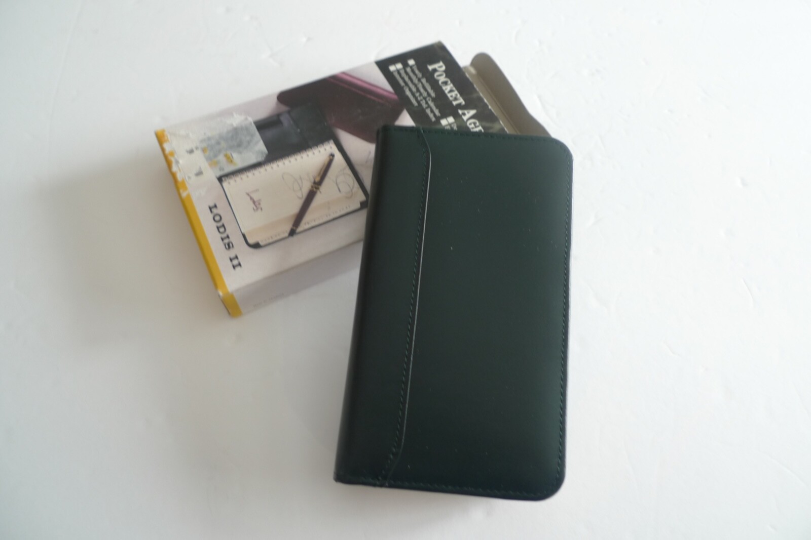 LODIS- LEATHER POCKET AGENDA- NEW OLD 1996 STOCK- IN PACKAGE-GREEN LEATHER