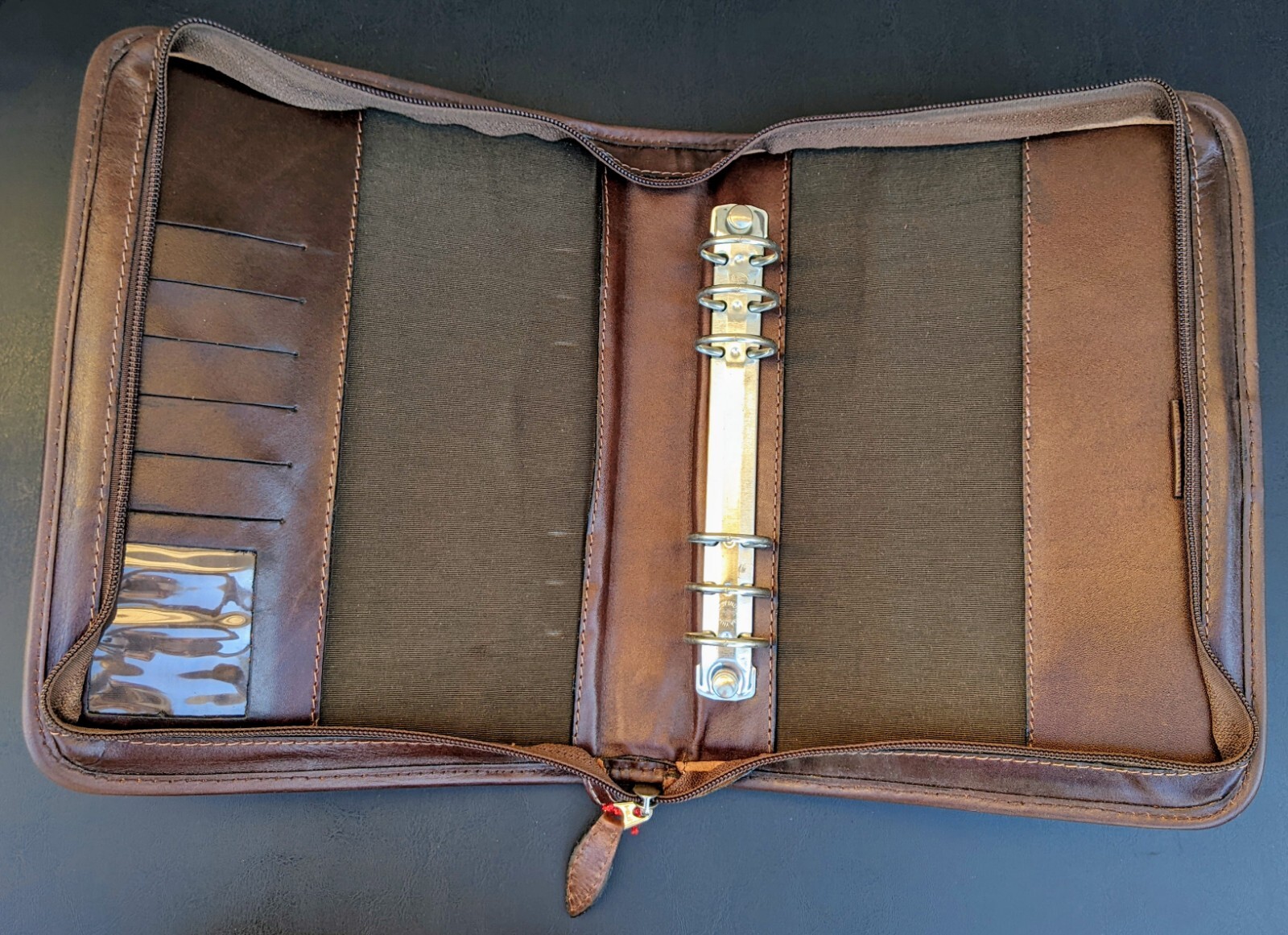 Brown Suede Organizer Smooth Leather 10.5″x8″ Los Gallos Argentina w/ Tag 6-Ring