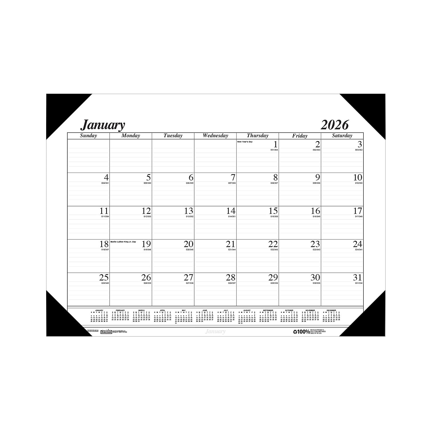 House of Doolittle 2026 Economy 22″ x 17″ Monthly Desk Pad 22 x 17, White