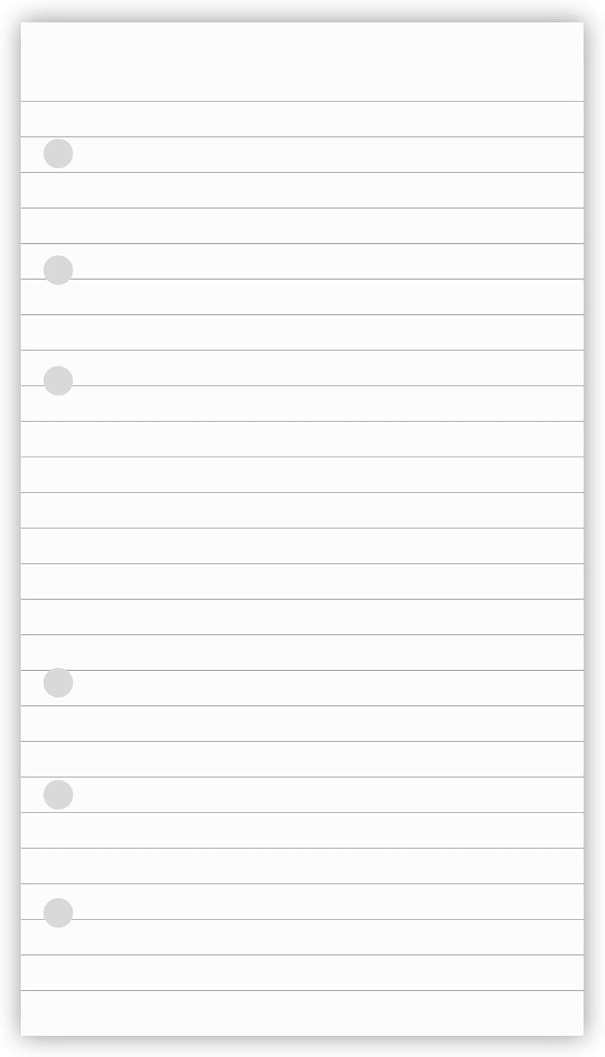 200 Sheets A6 Lined Paper for Filofax Personal Binder 200 Sheets, White