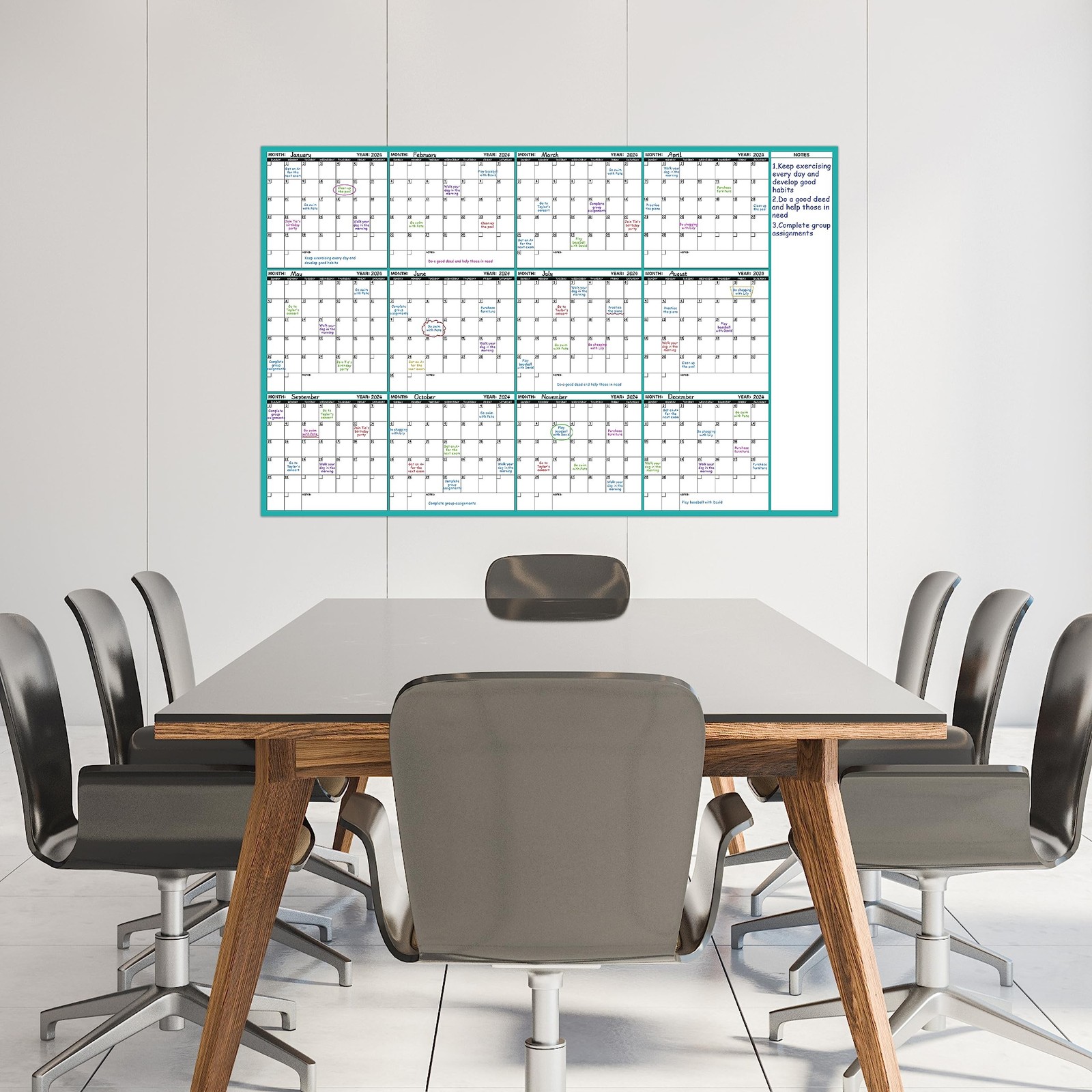 Large Dry Erase Calendar for Wall – Undated 12 Month Wall Calendar, 37”