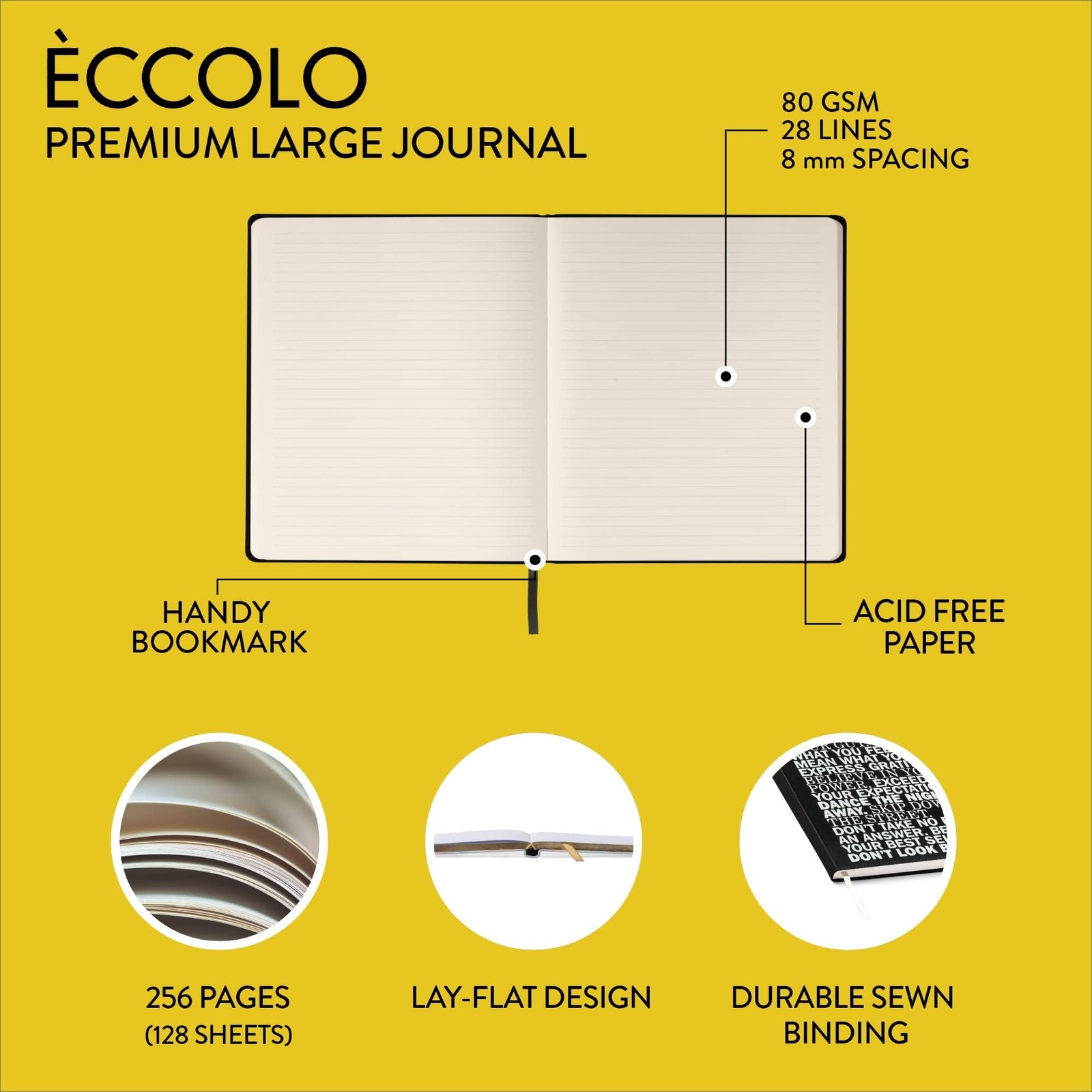 WORLD TRAVELER Eccolo Large Lined Journal Notebook, Flexible Cover, Writing J…