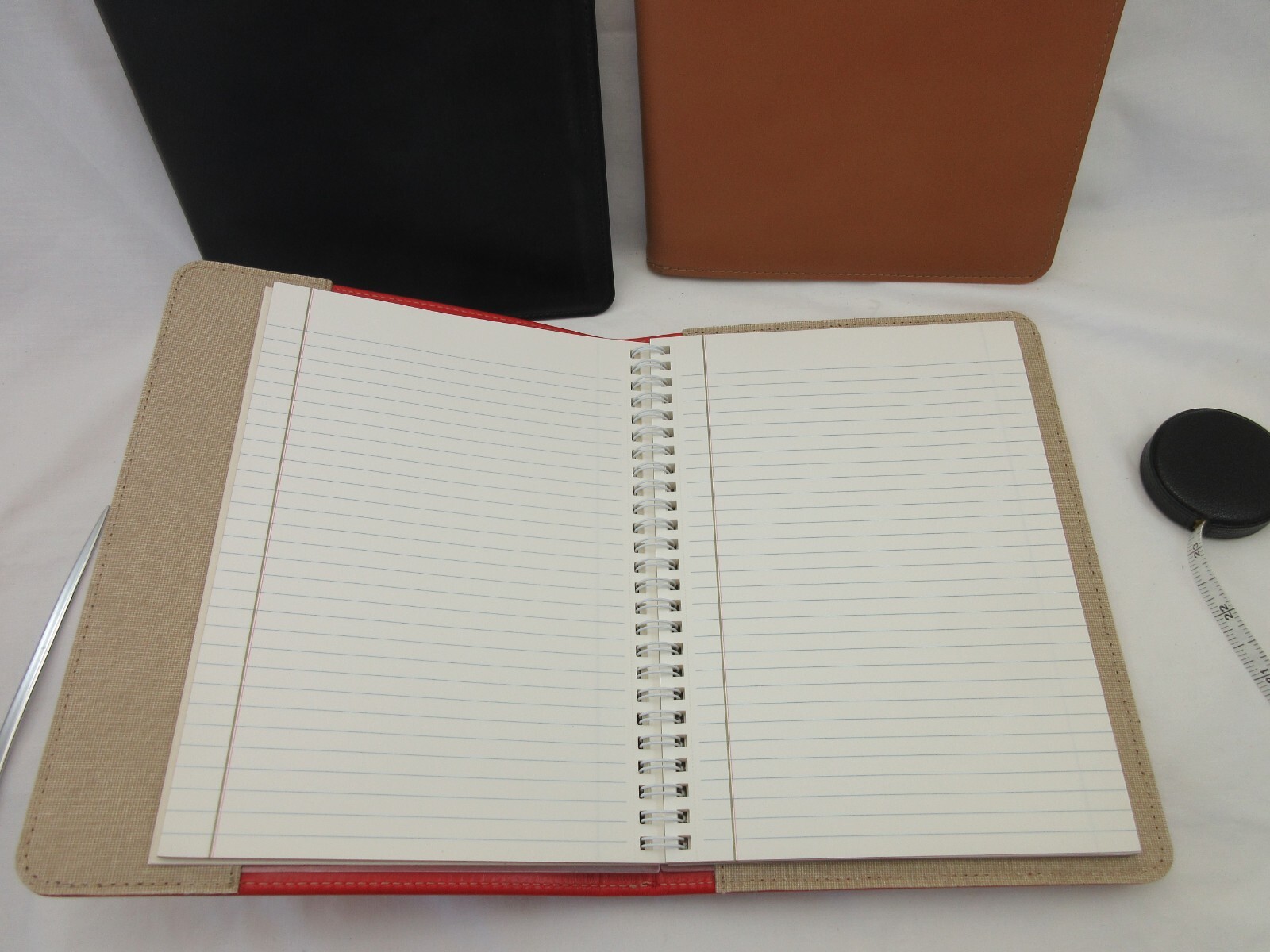 Graphic Image Notebook Refillable 9″ Leather Cover Spiral Lined Pages RED