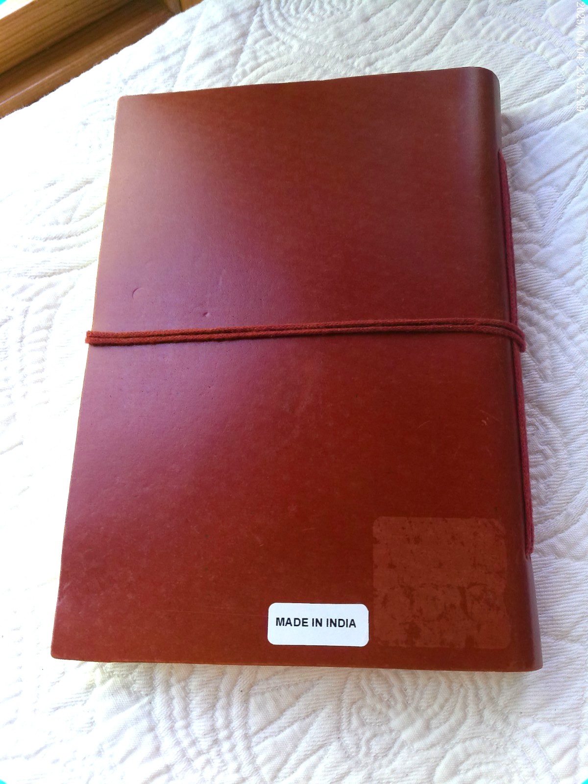 GENUINE LEATHER HANDMADE 144 LINED PAGES INDIA EMBOSSED COMPASS RUSTIC BROWN #1